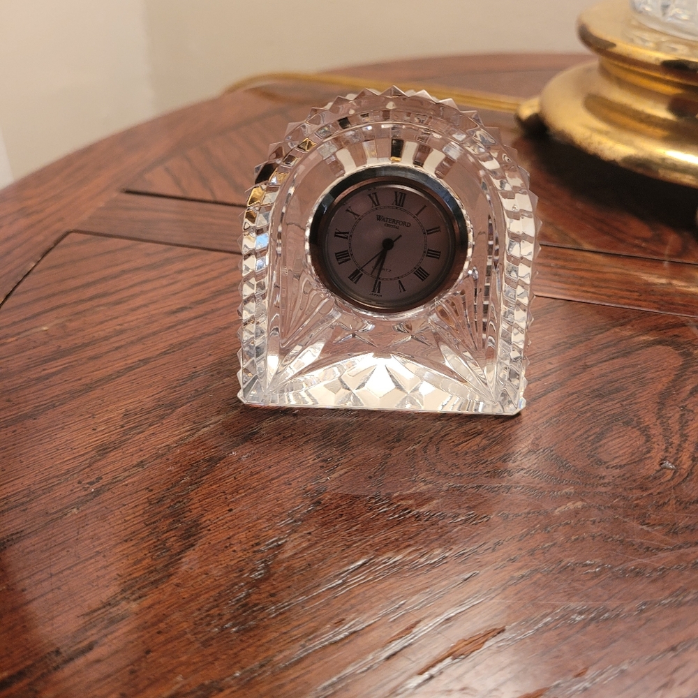 Waterford Crystal Small Porch Clock Marked Waterford/ Ireland on each side